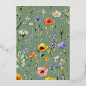 Elegante Pastel Wildblume Garden Graduation Party Folieneinladung (Rückseite)