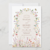 Elegante Pastel Wildblume Gartengarten Hochzeit Einladung (Vorderseite)