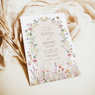 Elegante Pastel Wildblume Gartengarten Hochzeit Einladung