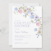 Elegante Pastel Wildblume Paare Dusche Einladung (Vorderseite)