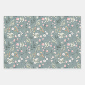 Elegante Pastel Wildblume Wasserfarben Wiese Geschenkpapier Set (Vorderseite)