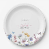 Elegante Pastel Wildblumen Grünes Brautparty Pappteller (Vorderseite)