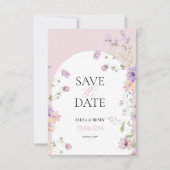 Elegante Pastel-Wildblumen Hochzeitssache Datum sp Einladung (Vorderseite)
