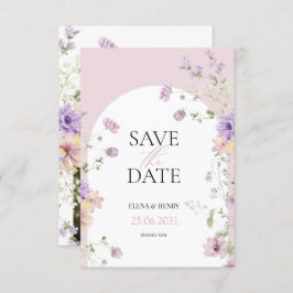 Elegante Pastel-Wildblumen Hochzeitssache Datum sp Einladung