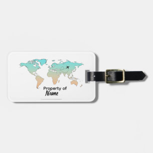 Elegante Pastel World Map Gepäckmarke Gepäckanhänger