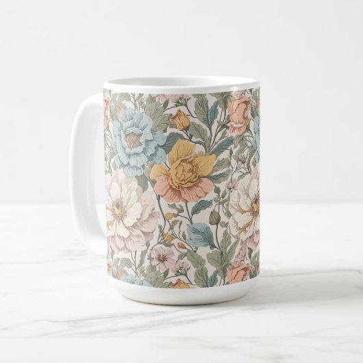 Elegante Pastelfarben Vintag Kaffeetasse (Vorderseite Links)