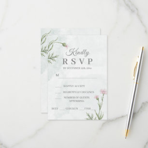 Elegante Pastell-Aquarell-Blumenhochzeit RSVP Karte