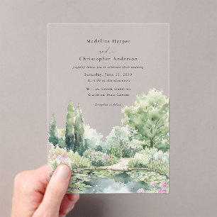 Elegante Pastell-Aquarell-Gartenhochzeit Acryleinladungen