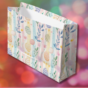 Elegante Pastell-Aquarell-Osterstreifen-Eier Große Geschenktüte