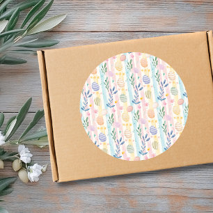 Elegante Pastell-Aquarell-Osterstreifen-Eier Runder Aufkleber