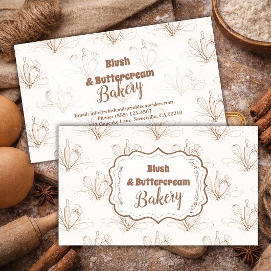 Elegante Pastell-Bäckerei-Branding Visitenkarte