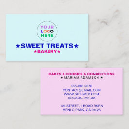 Elegante Pastell Blau & Rosa Farbe | Bäckerei-Logo Visitenkarte