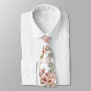 Elegante Pastell-Blume und rosa Rosen Krawatte
