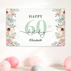 Elegante Pastell-Blumen-60. Geburtstagsfeier  Banner