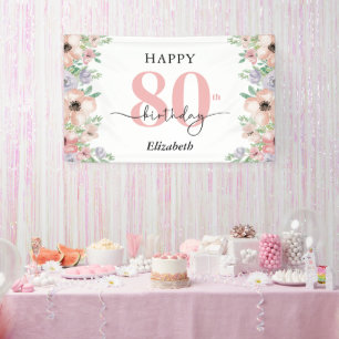 Elegante Pastell-Blumen-80. Geburtstagsfeier  Banner