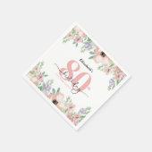 Elegante Pastell-Blumen-80. Geburtstagsfeier Serviette (Ecke)