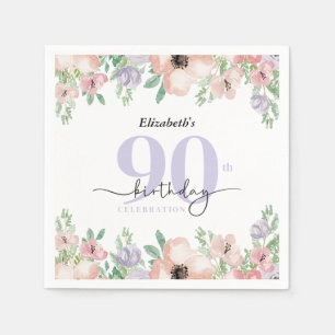 Elegante Pastell-Blumen-90.-Geburtstagsfeier Serviette
