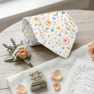 Elegante Pastell-Blumen-Hochzeitskrawatte für den Krawatte