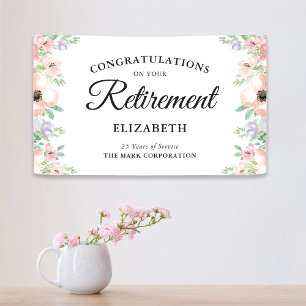 Elegante Pastell-Blumen-Ruhestandsfeier Banner
