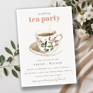Elegante Pastell-Blumen-Teetasse Hochzeits-Teepart Einladung