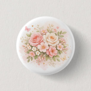 Elegante Pastell-Blumentasche Button