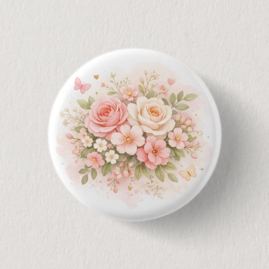 Elegante Pastell-Blumentasche Button (Vorderseite)