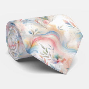 Elegante Pastell-Botanik-Aquarell Krawatte