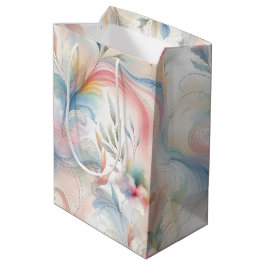 Elegante Pastell-Botanik-Aquarell Mittlere Geschenktüte