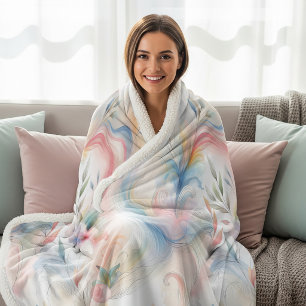 Elegante Pastell-Botanik-Aquarell Sherpadecke