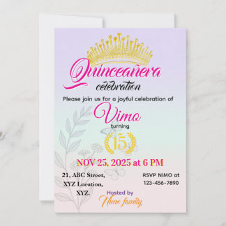 Elegante Pastell Botanische Quinceañera-Einladung Einladung