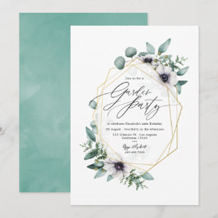 Elegante Pastell-Eukalyptus- und Anemonen-Gartenpa Einladung
