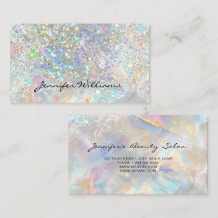 Elegante Pastell-Holografische Glitter-Marmor Visitenkarte