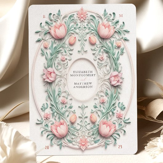 Elegante Pastell Imitats Papercut Wedding Einladung