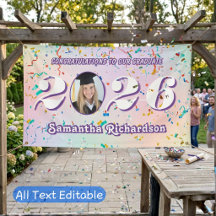 Elegante Pastell-Klasse-2026-Konfetti-Name-Foto