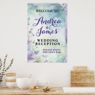 Elegante Pastell-Lavendel- und Meeresgrün-Hochzeit Poster