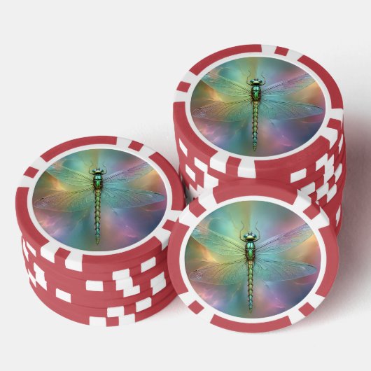 Elegante Pastell-Libellen-Fraktal-Kunst, Pokerchips (Stapel)