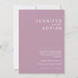 Elegante Pastell-Minimal-Purple Moderne Einfache H Einladung