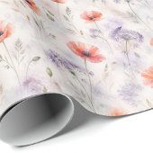 Elegante Pastell-Mohnblumen und Wildblumen-Geschen Geschenkpapier