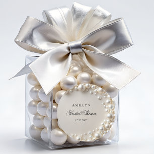 Elegante Pastell-Perlen-Brautparty Runder Aufkleber