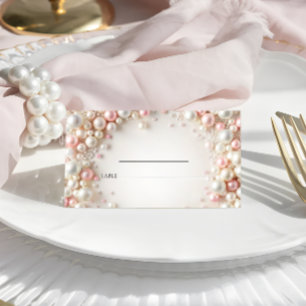 Elegante Pastell-Perlen-Hochzeit Platzkarte