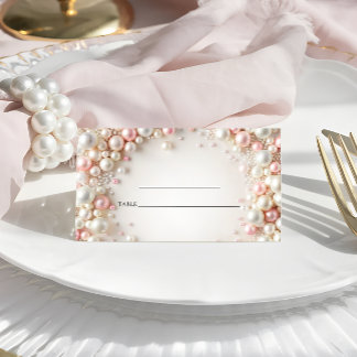 Elegante Pastell-Perlen-Hochzeit Platzkarte