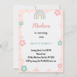 elegante Pastell Rainbow Watercolor Geburtstag Einladung