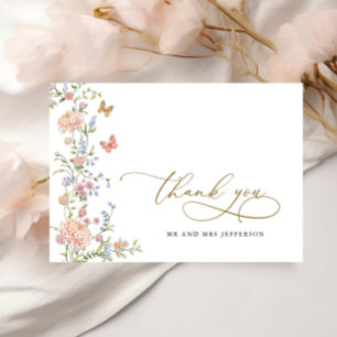 Elegante Pastell-Rosa-Blumen-Hochzeit-Dankeschön Dankeskarte