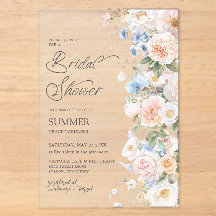 Elegante Pastell-Rosa-Weiß-Blau-Blumen-Brautparty