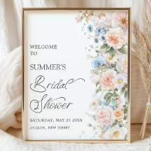 Elegante Pastell-Rosa-Weiß-Blau-Blumen-Brautparty
