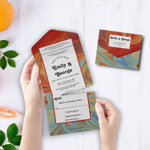 Elegante Pastell-Rot-Blau-Abstrakte Künstlerische  All In One Einladung