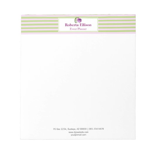 Elegante Pastell Streifen Personalisiert Notizblock (Vorderseite)