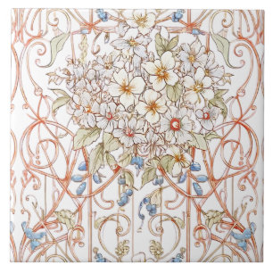 Elegante Pastell-Vintage-Nouveau-Blumen Fliese