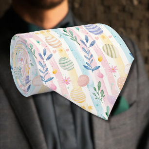 Elegante Pastell-Wasserfarbe-Osterstreifen-Eier Krawatte