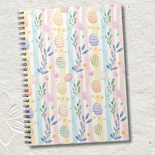 Elegante Pastell-Wasserfarbe-Osterstreifen-Eier Notizblock